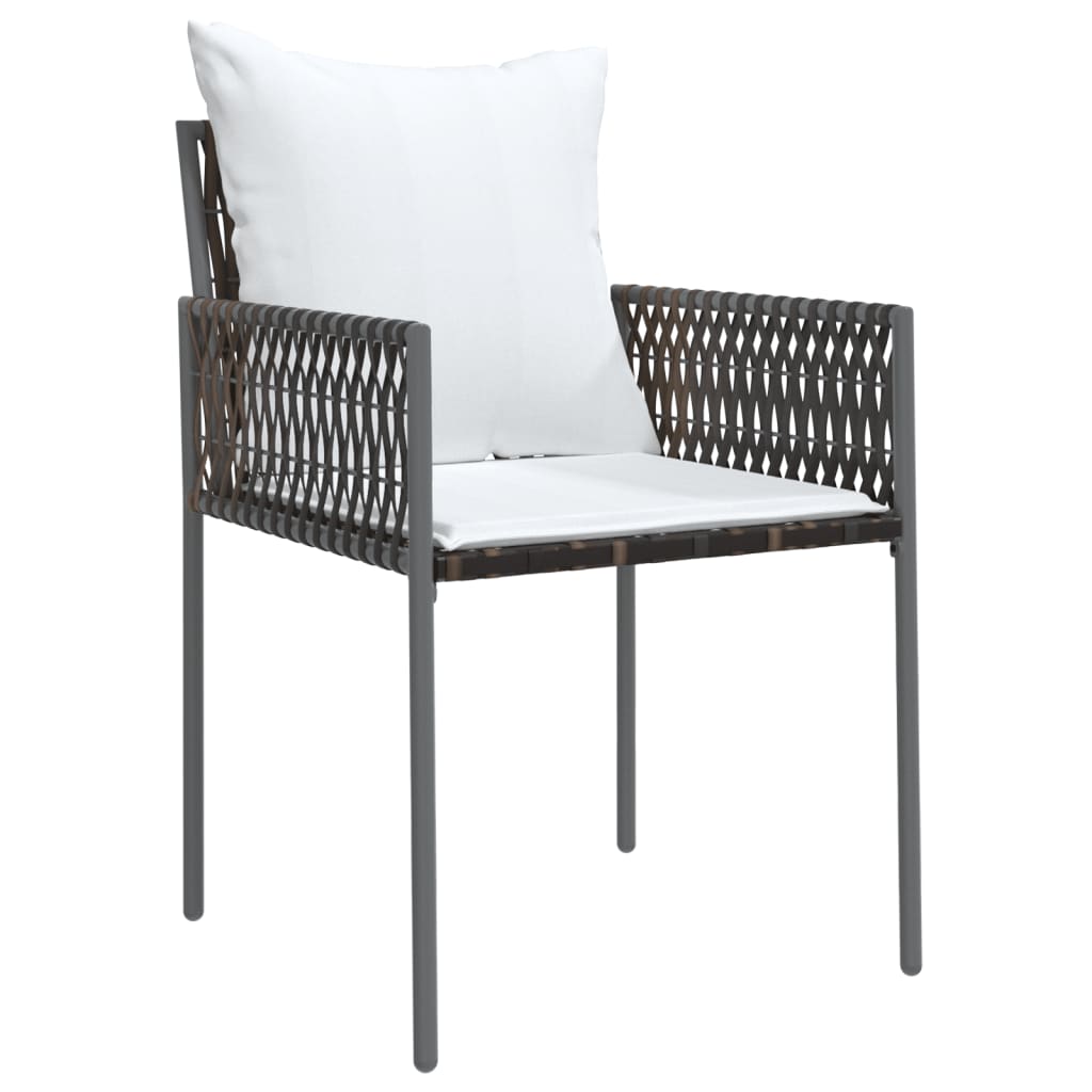 7 Piece Garden Dining Set with Cushions Poly Rattan and Steel