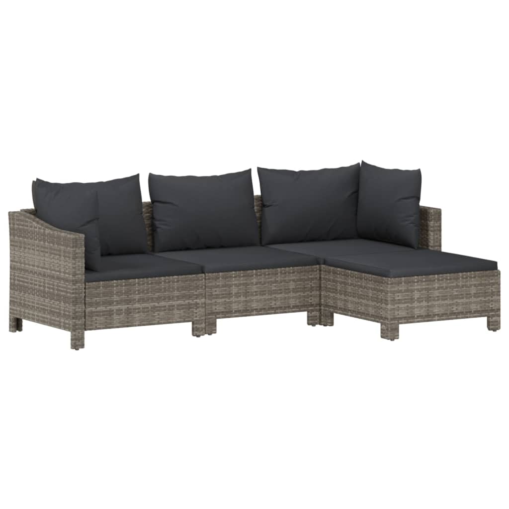 8 Piece Garden Lounge Set with Cushions Grey Poly Rattan
