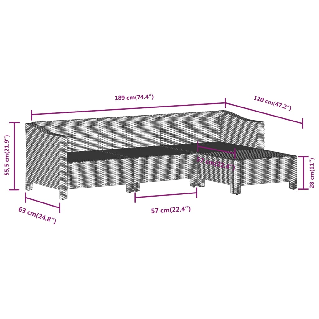 8 Piece Garden Lounge Set with Cushions Grey Poly Rattan