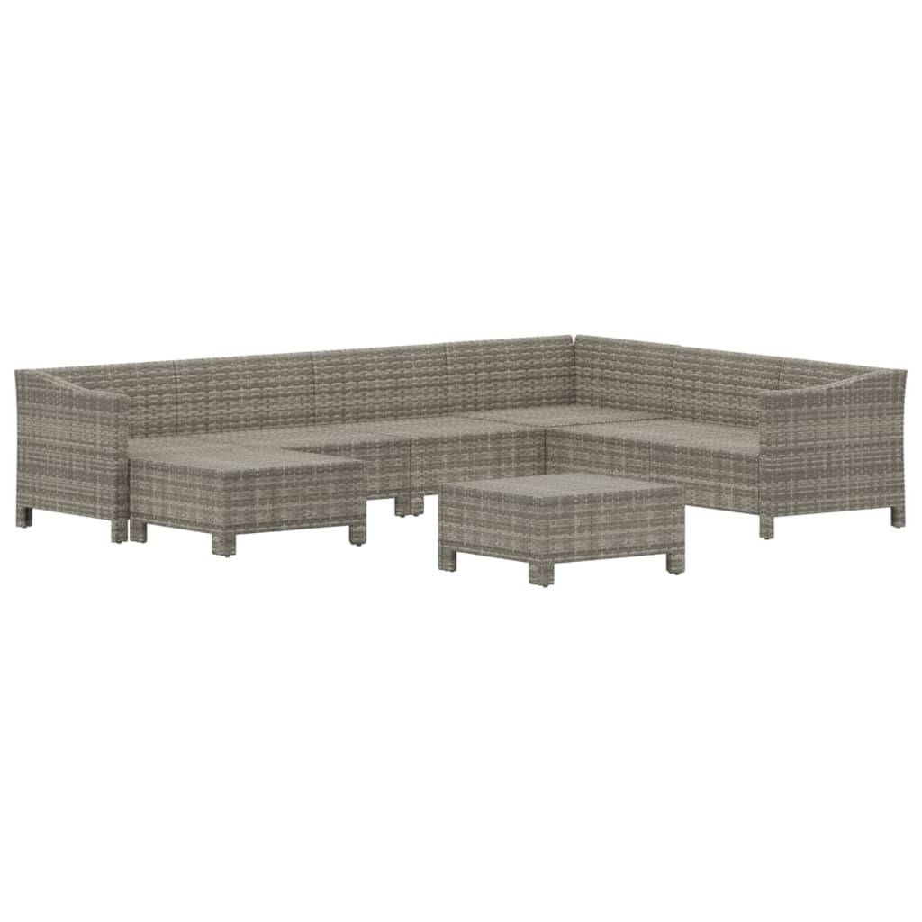 8 Piece Garden Lounge Set with Cushions Grey Poly Rattan