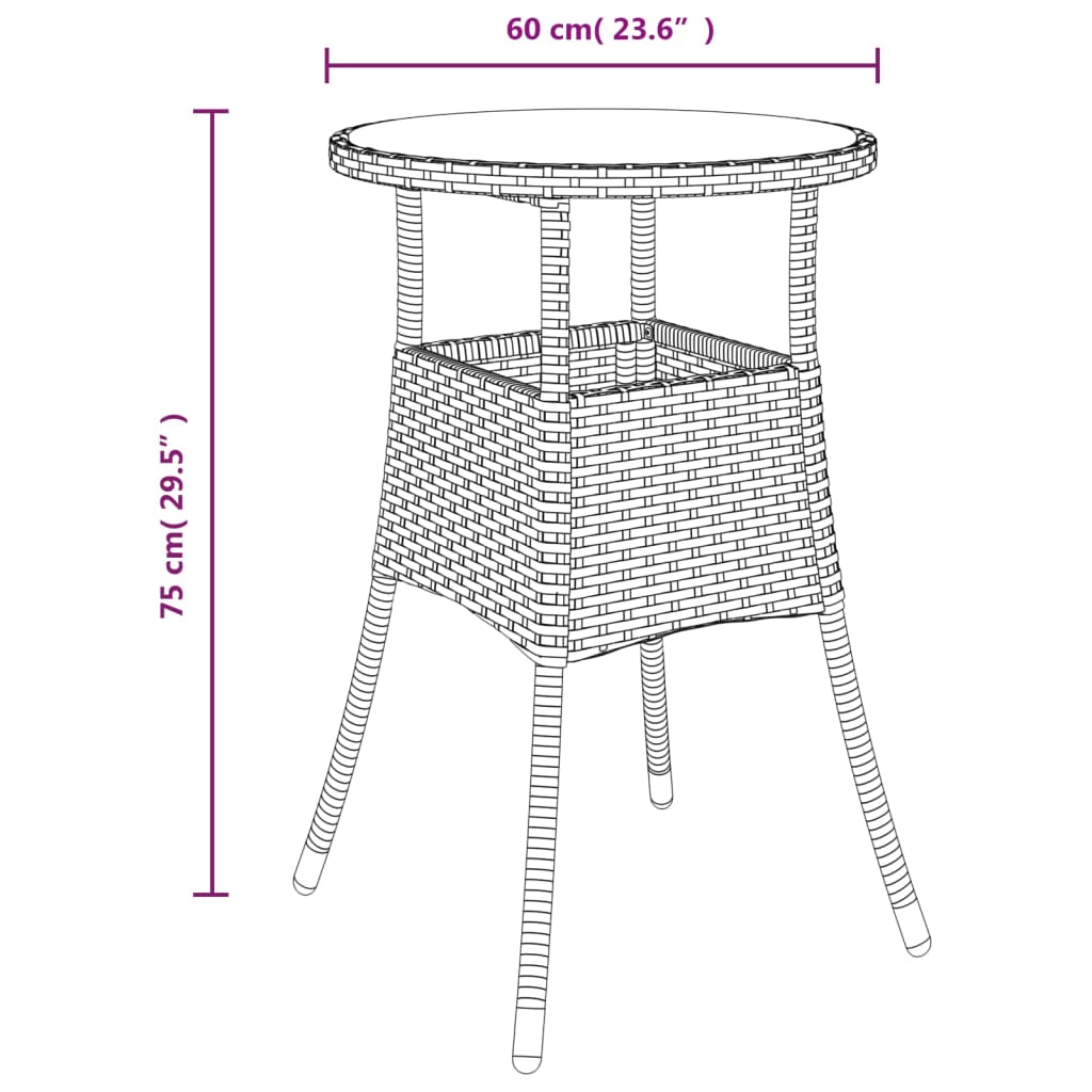 3 Piece Garden Bistro Set with Cushions Beige Poly Rattan