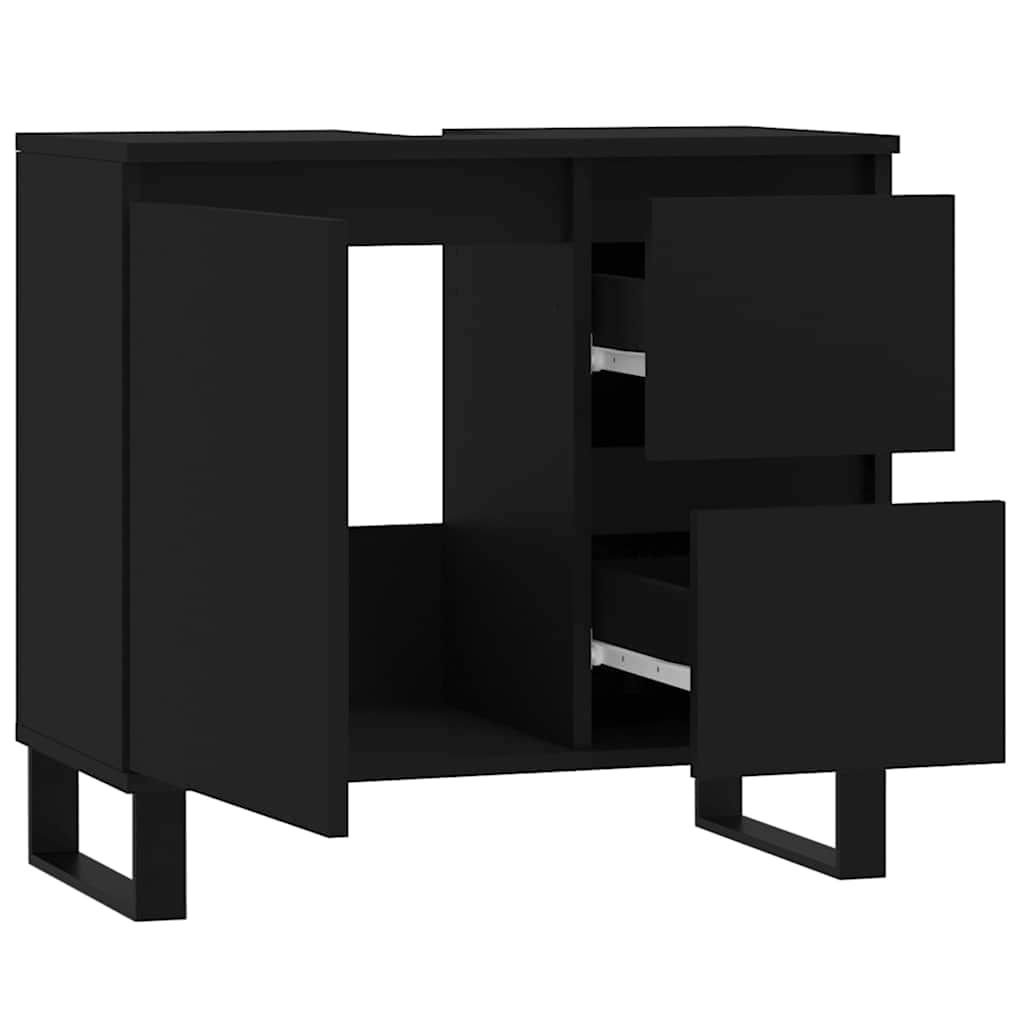 Bathroom Cabinet Black 65x33x60 cm Engineered Wood