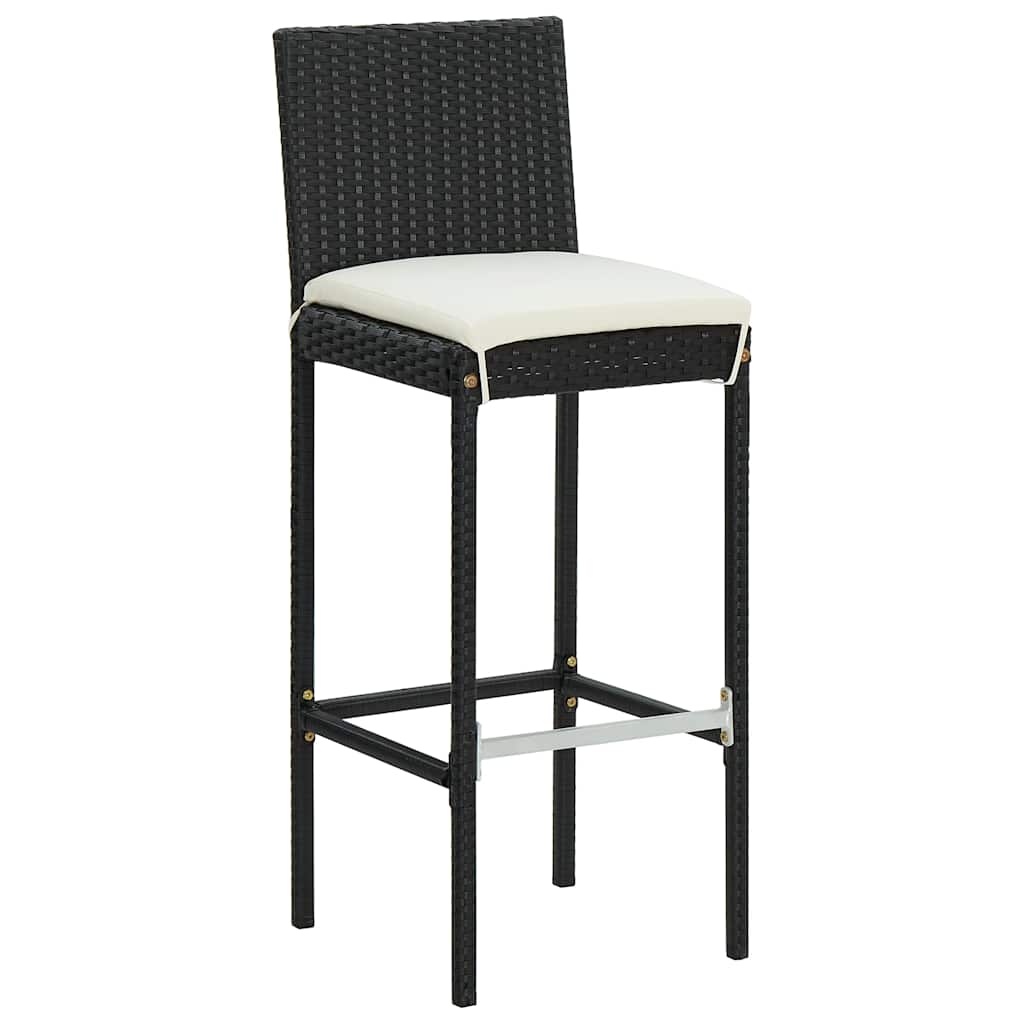 9 Piece Garden Bar Set with Cushions Black Poly Rattan