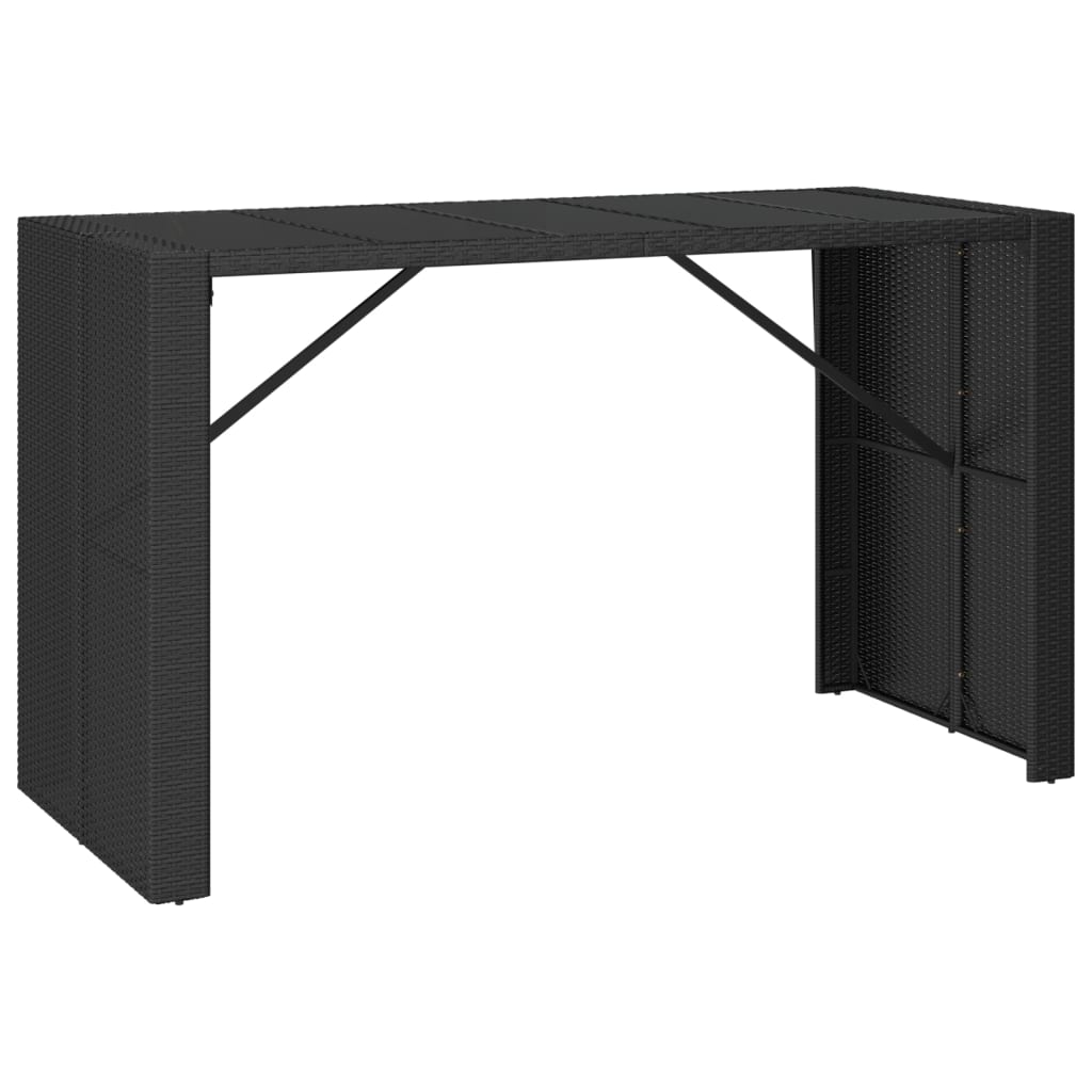 9 Piece Garden Bar Set with Cushions Black Poly Rattan