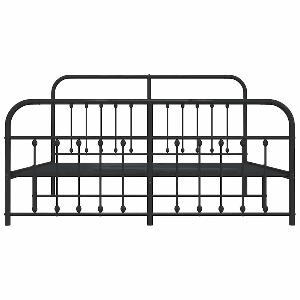 Metal Bed Frame without Mattress with Footboard Black 183x203 cm King