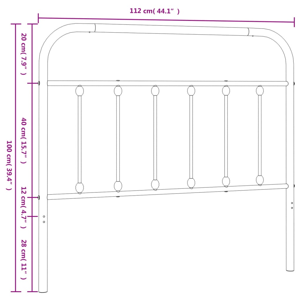 Metal Replace Headboard Black 107 cm