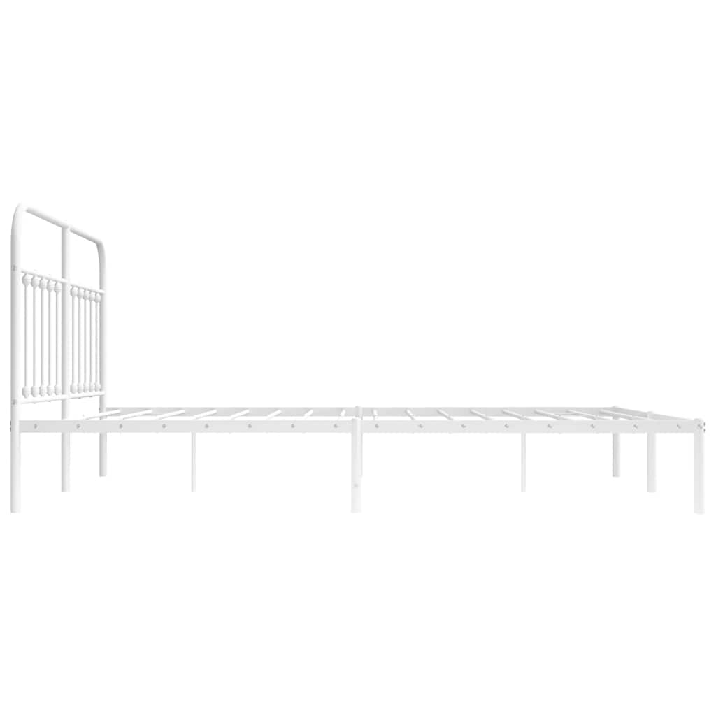Metal Bed Frame without Mattress with Headboard White 183x203 cm King