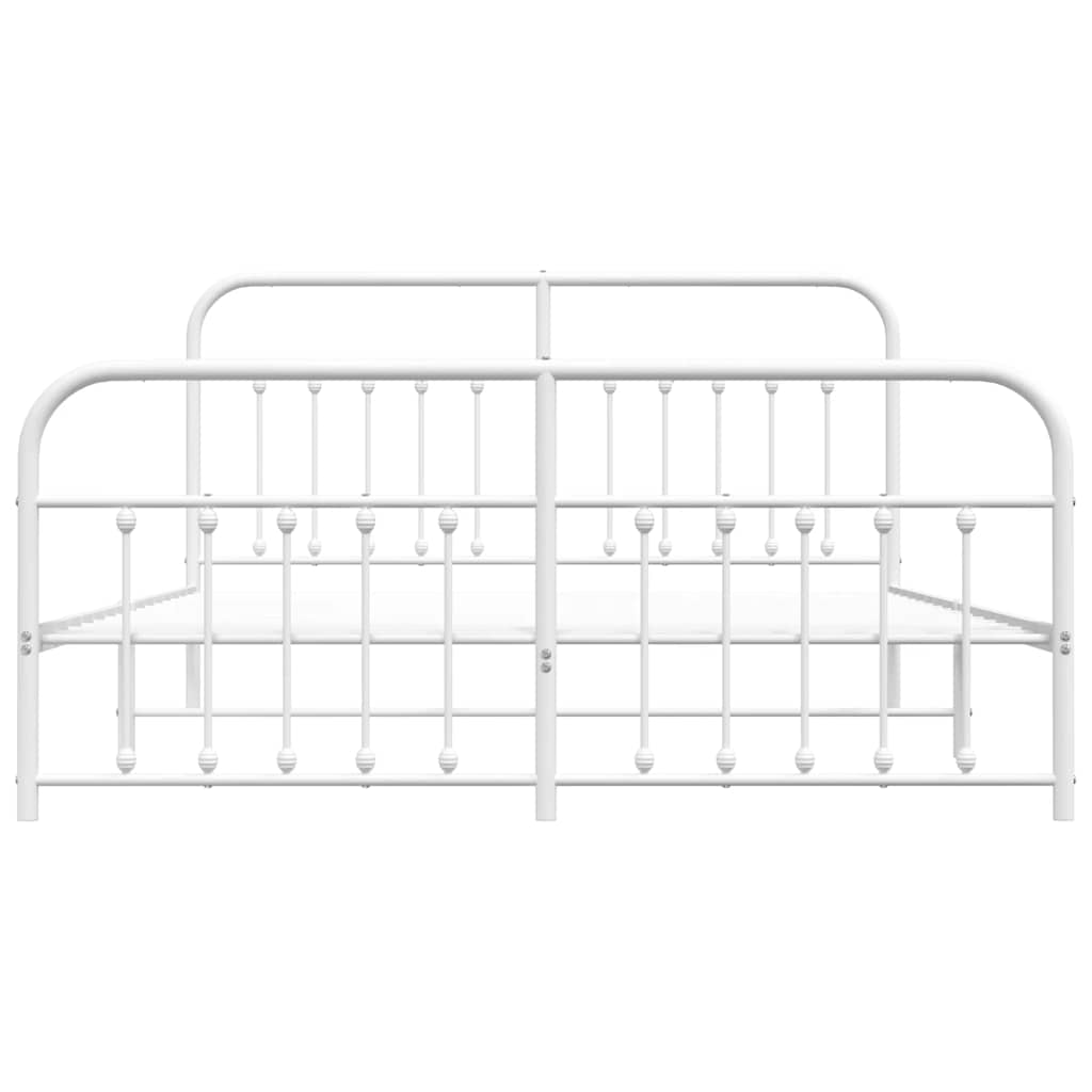 Metal Bed Frame without Mattress with Footboard White 183x203 cm King