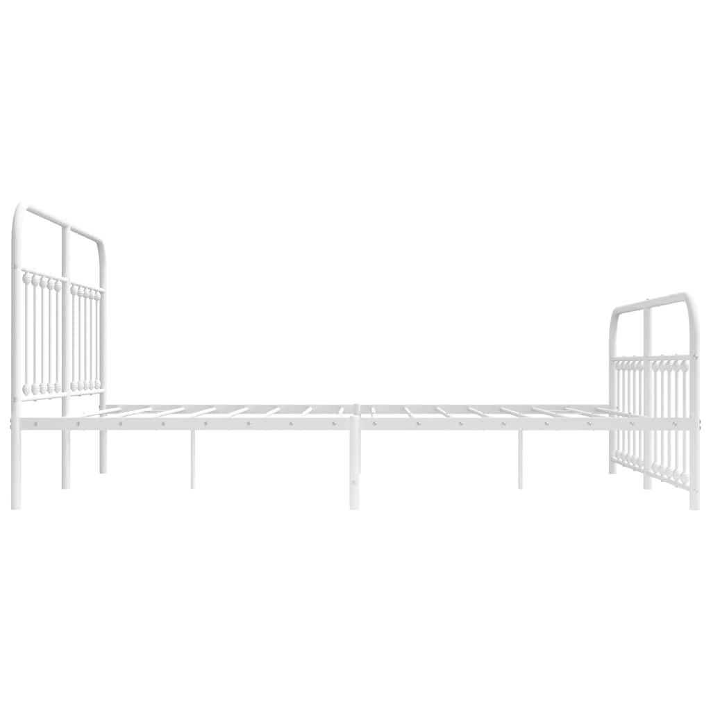 Metal Bed Frame without Mattress with Footboard White 183x203 cm King