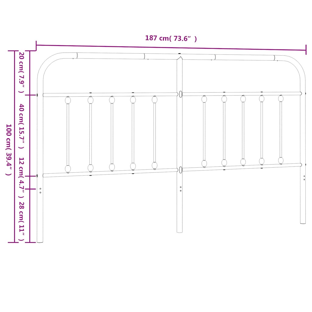 Metal Replace Headboard White 180 cm