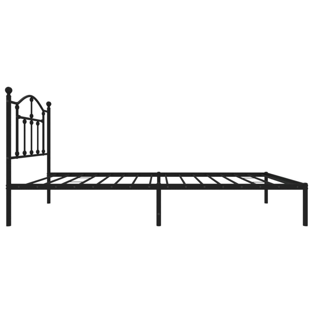 Metal Bed Frame without Mattress with Headboard Black 90x190 cm