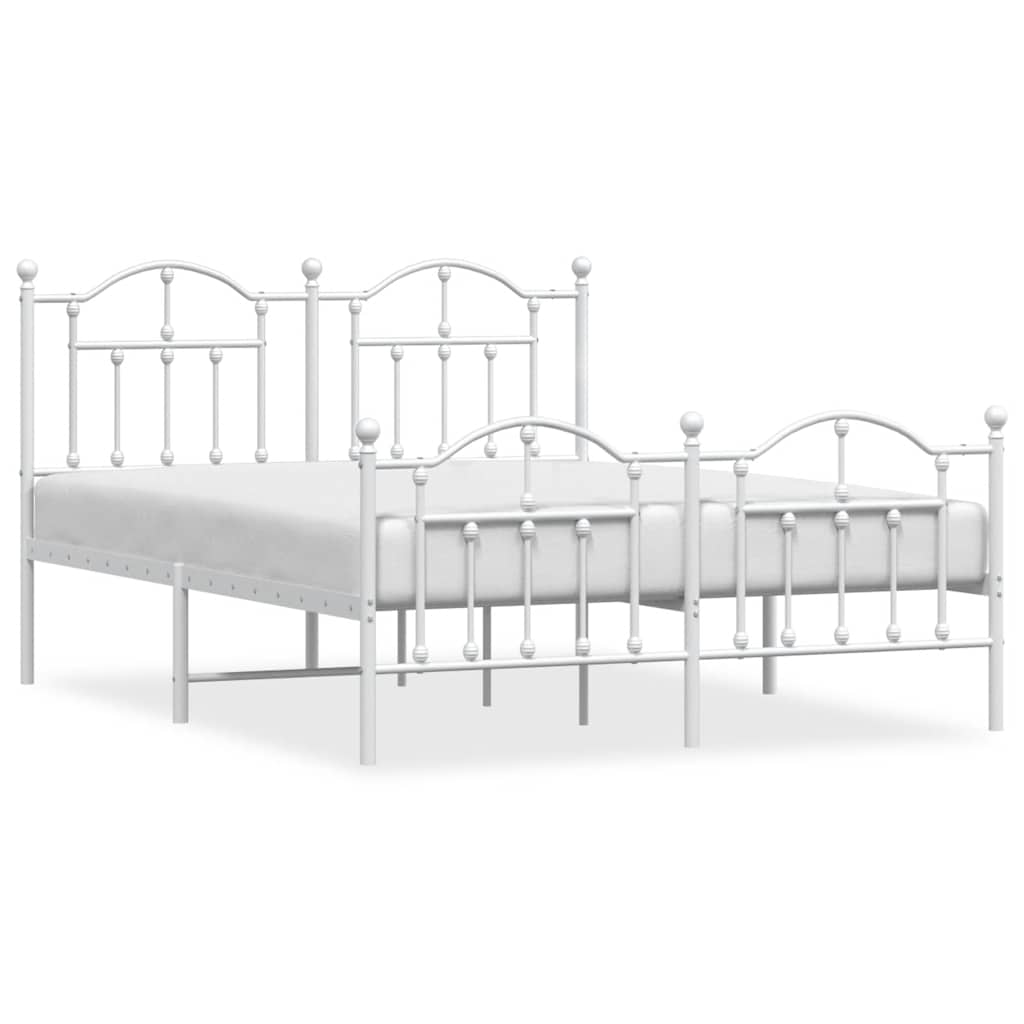 Metal Bed Frame without Mattress with Footboard White 150x200 cm