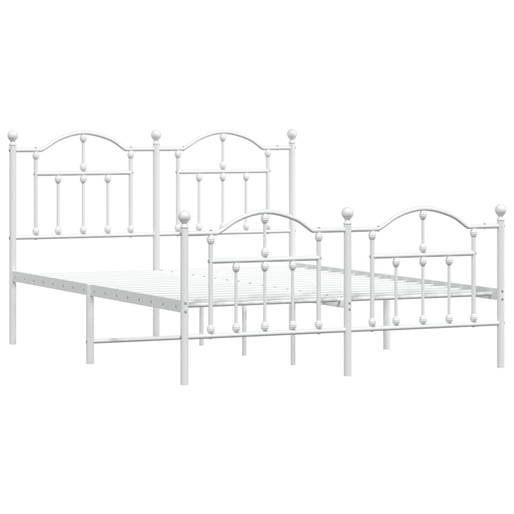 Metal Bed Frame without Mattress with Footboard White 150x200 cm
