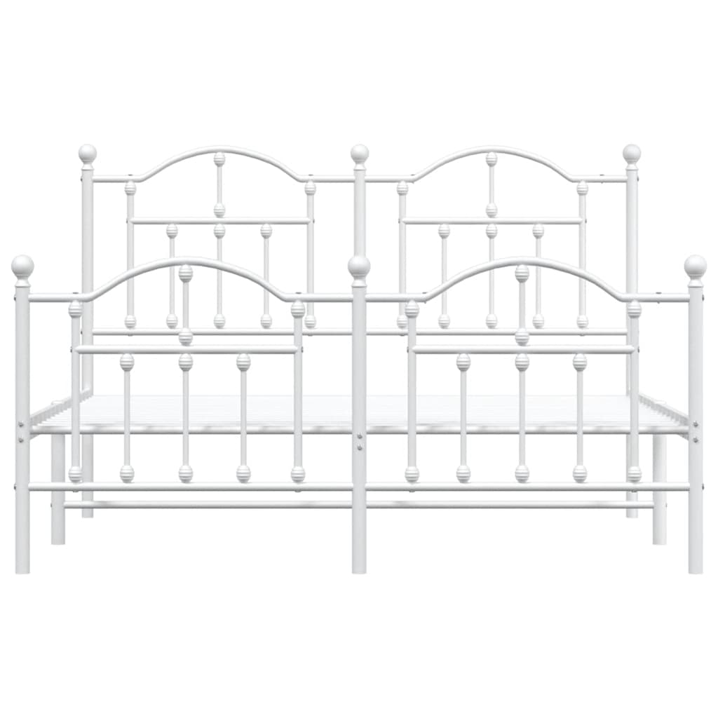 Metal Bed Frame without Mattress with Footboard White 150x200 cm