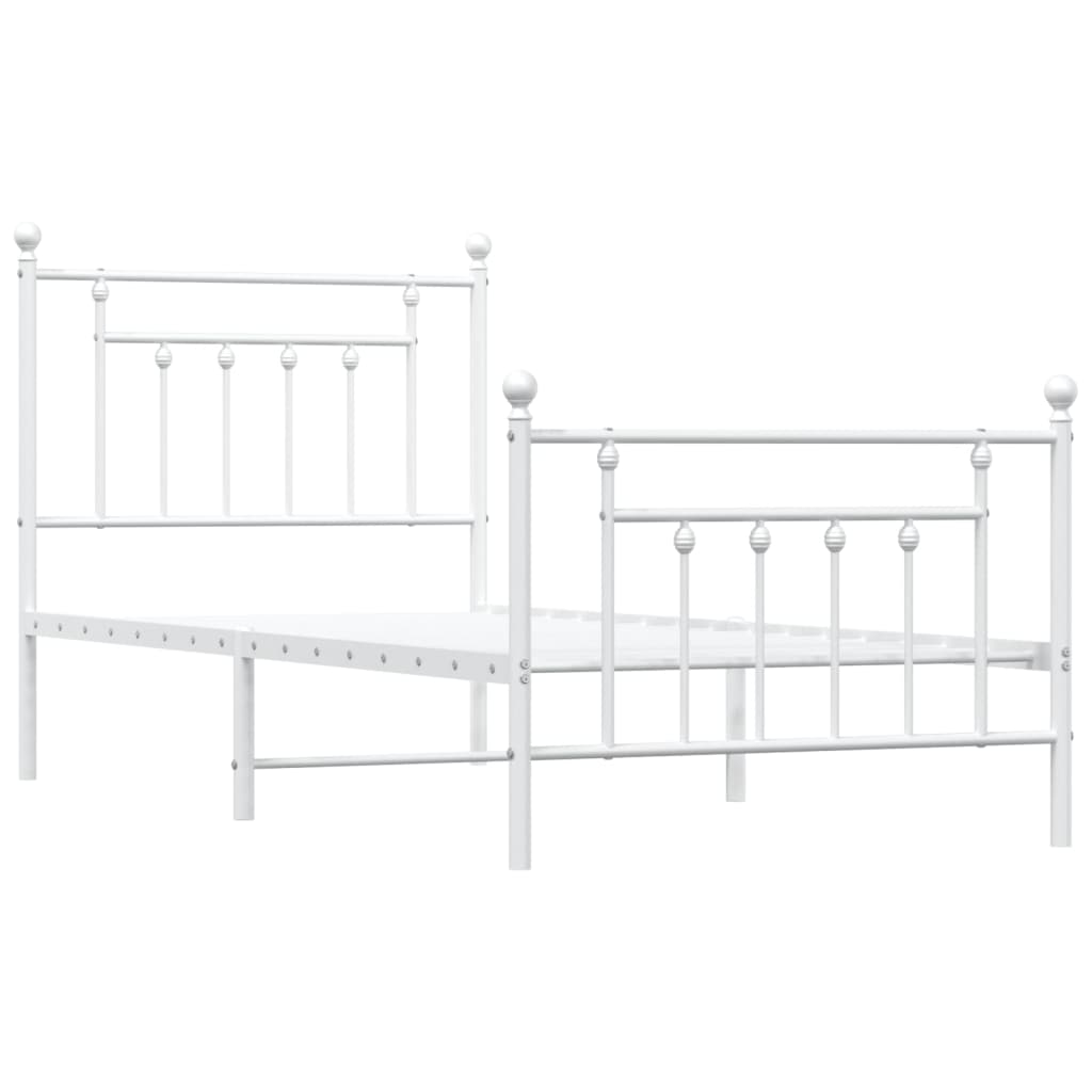 Metal Bed Frame without Mattress with Footboard White 90x190 cm