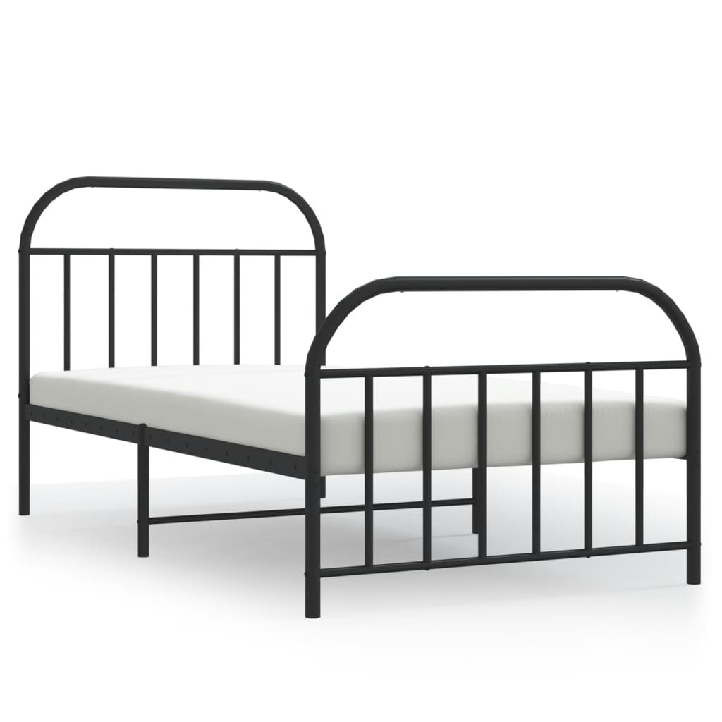 Metal Bed Frame without Mattress with Footboard Black 107x203 cm King Single