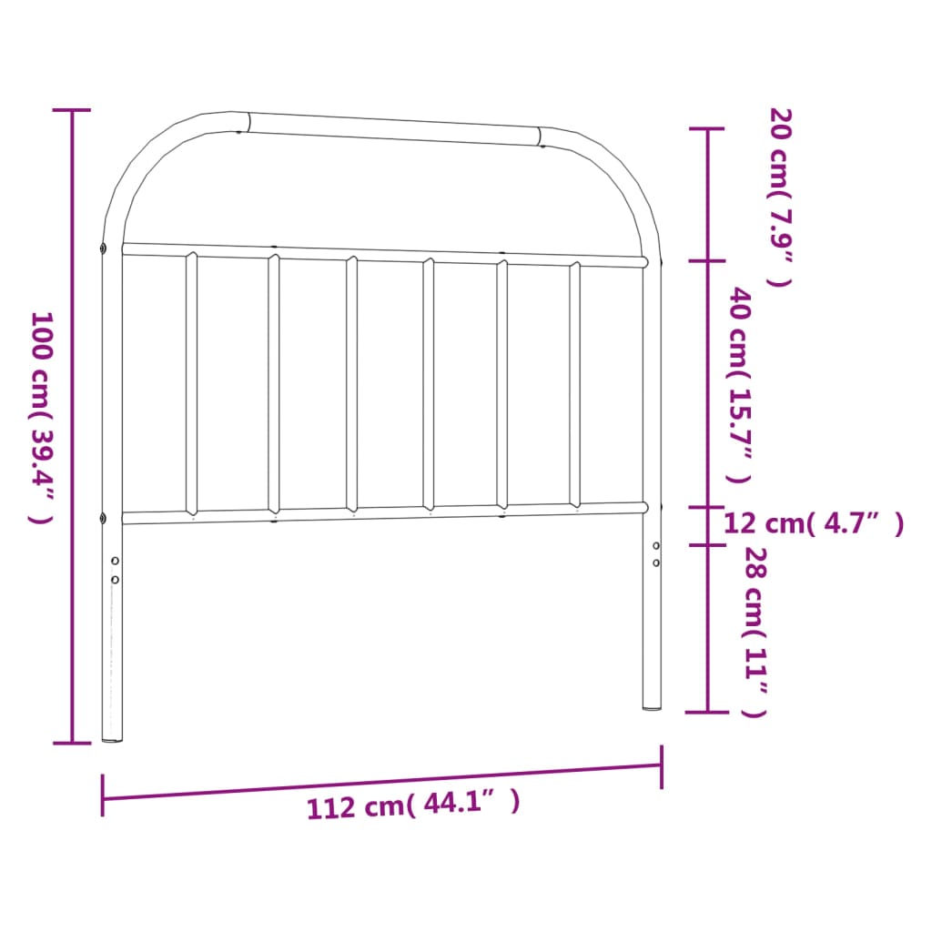 Metal Replace Headboard Black 107 cm