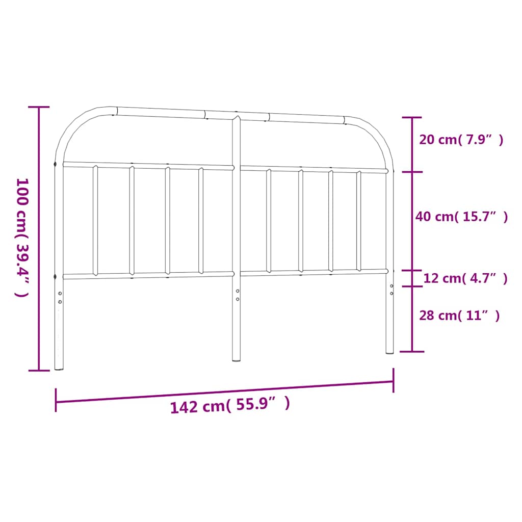 Metal Replace Headboard Black 135 cm