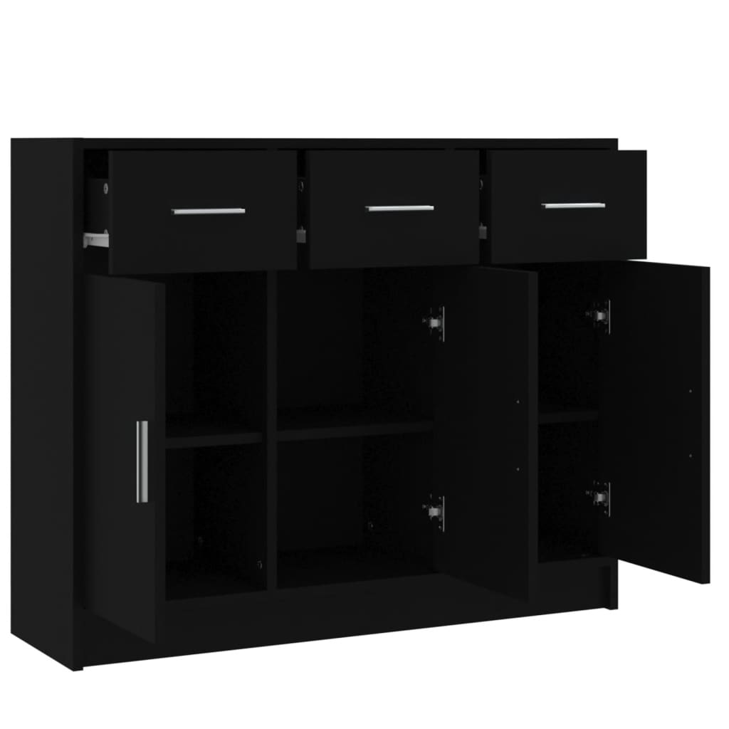Sideboard Black 91x28x75 cm Engineered Wood