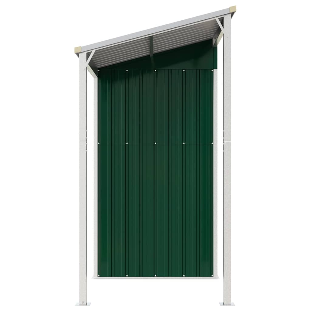 Garden Shed with Extended Roof Green 277x107x181 cm Steel