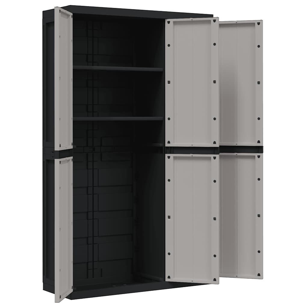 Outdoor Storage Cabinet Grey and Black 97x37x165 cm PP