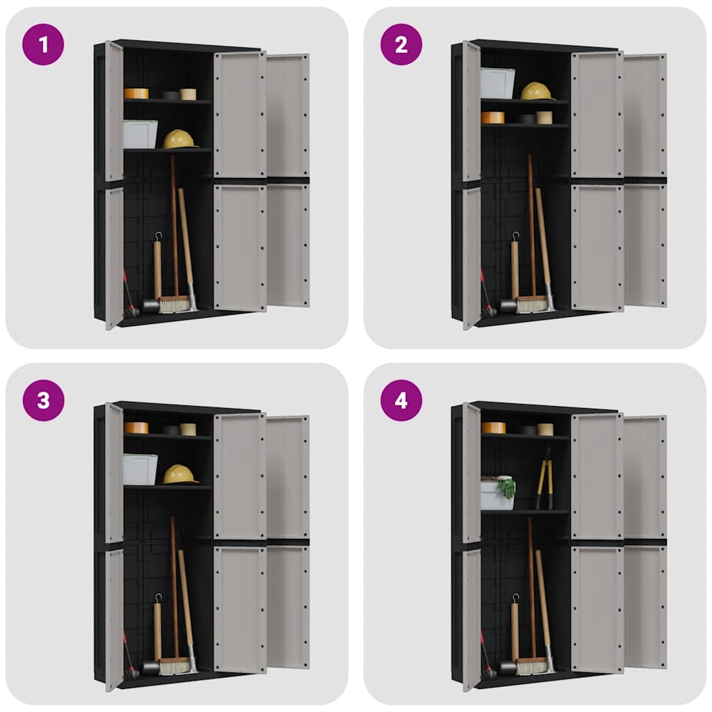 Outdoor Storage Cabinet Grey and Black 97x37x165 cm PP