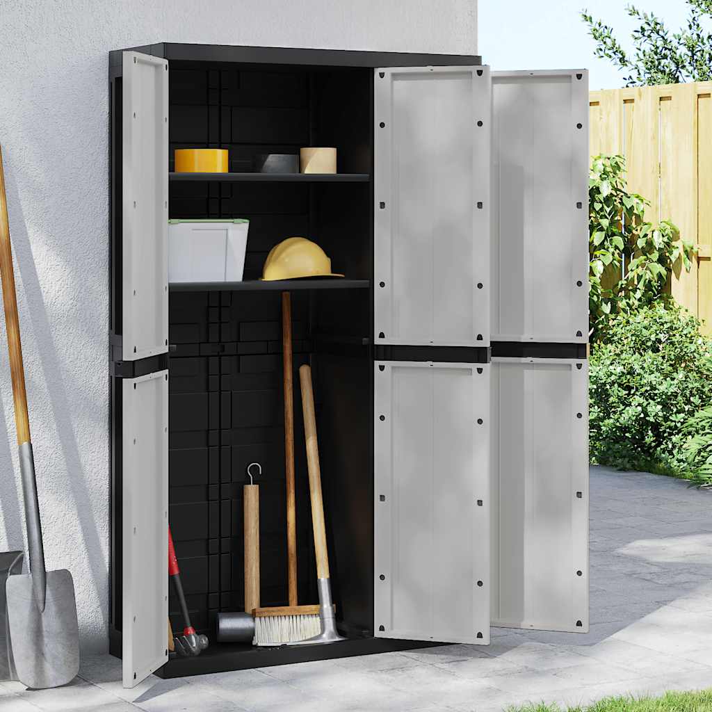 Outdoor Storage Cabinet Grey and Black 97x37x165 cm PP