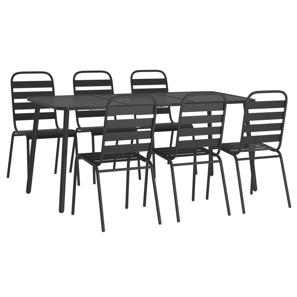 7 Piece Garden Dining Set Anthracite Steel