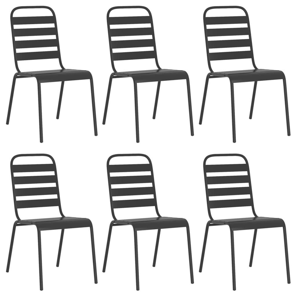 7 Piece Garden Dining Set Anthracite Steel