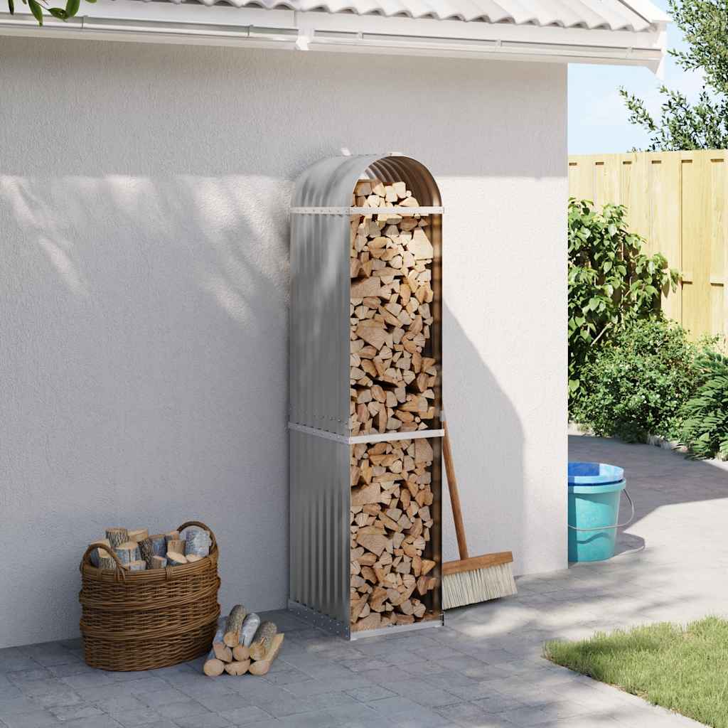 Log Holder Light Grey 40x45x170 cm Galvanised Steel