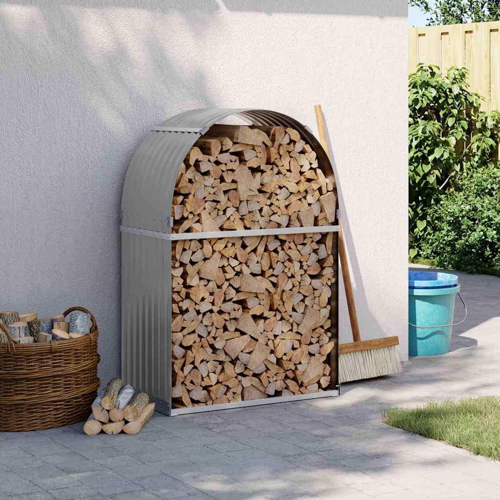 Log Holder Light Grey 80x45x120 cm Galvanised Steel
