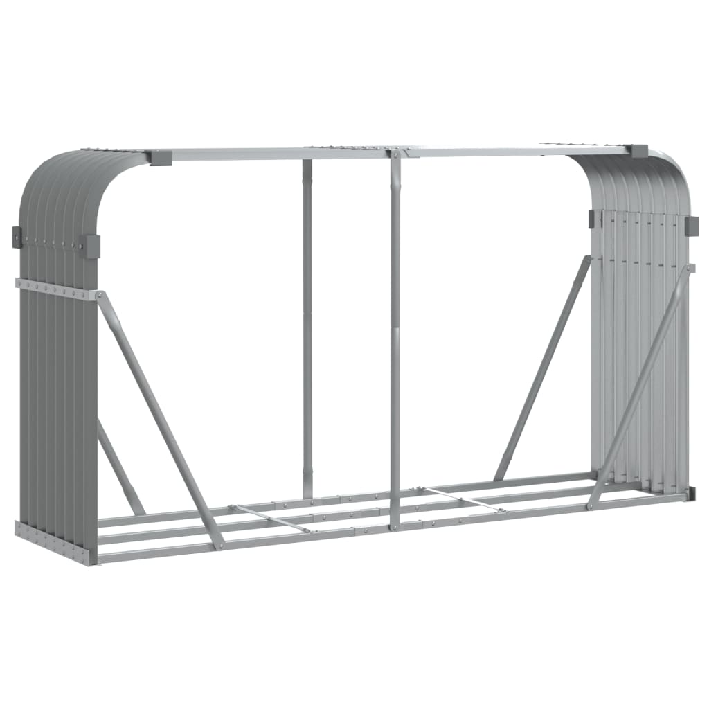 Log Holder Light Grey 180x45x100 cm Galvanised Steel