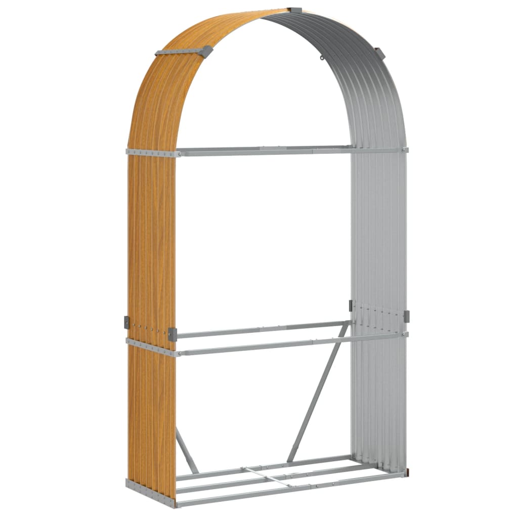 Log Holder Wood Look 120x45x210 cm Galvanised Steel