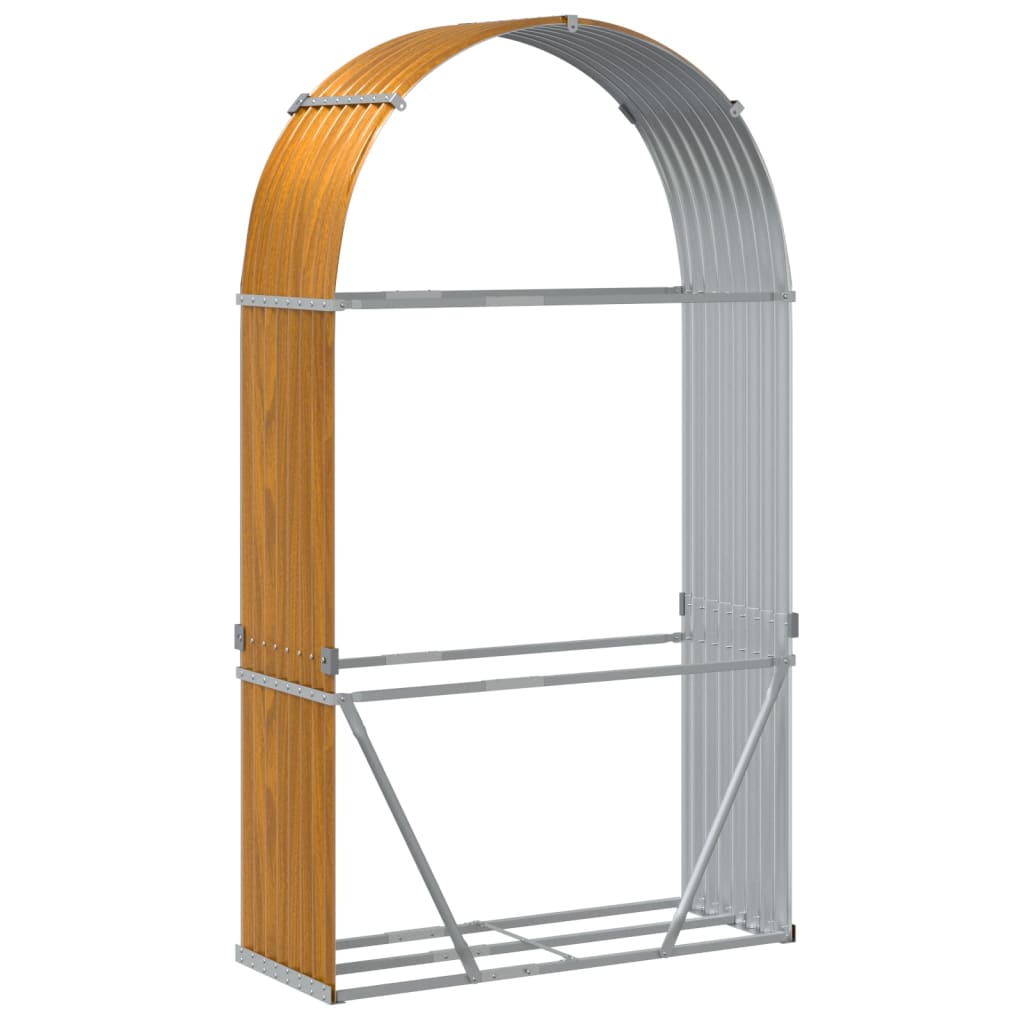 Log Holder Wood Look 120x45x210 cm Galvanised Steel