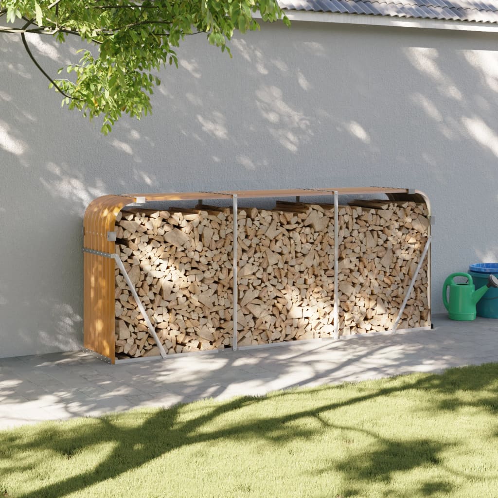 Log Holder Wood Look 234x45x100 cm Galvanised Steel