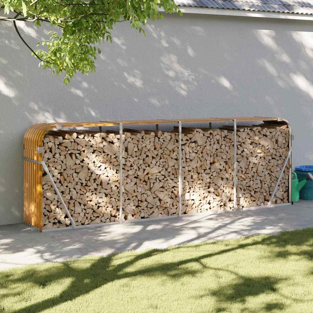 Log Holder Wood Look 300x45x100 cm Galvanised Steel