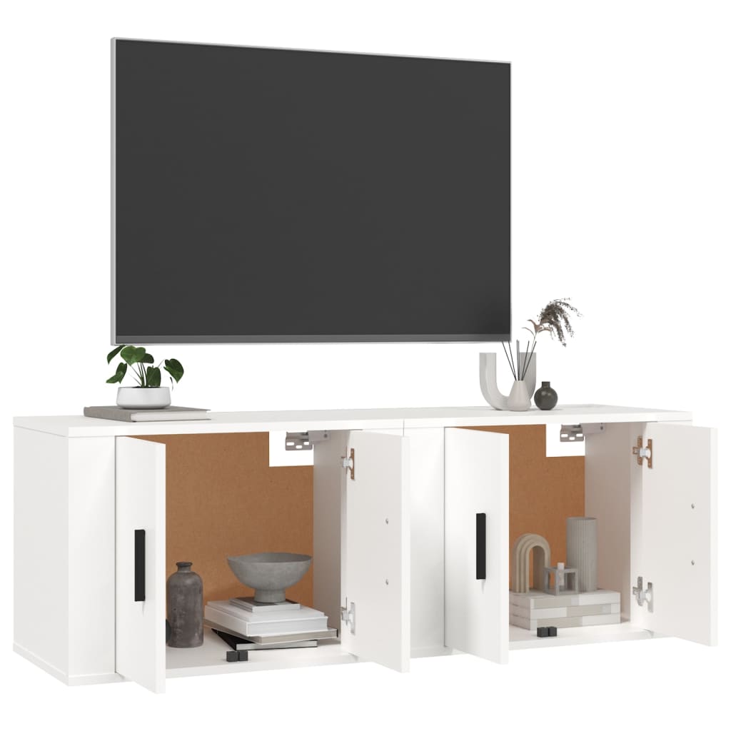 2 Piece Wall-mounted TV Cabinet Set White 57x34,5x40 cm