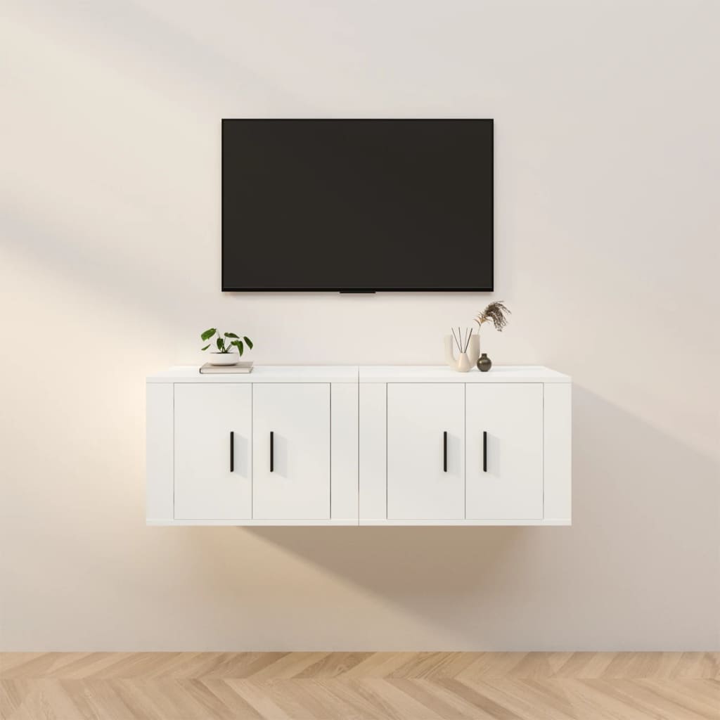 2 Piece Wall-mounted TV Cabinet Set White 57x34,5x40 cm