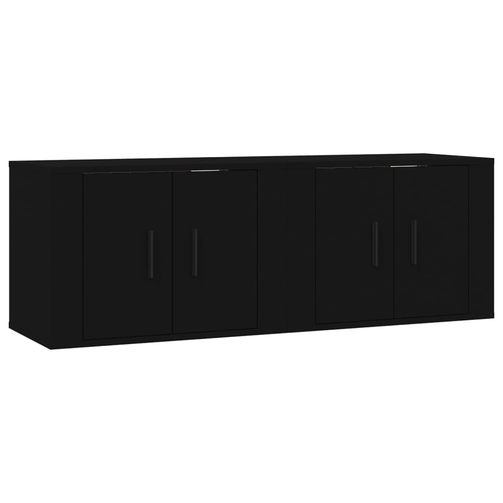 2 Piece Wall-mounted TV Cabinet Set Black 57x34,5x40 cm