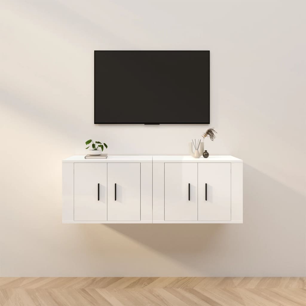 2 Piece Wall-mounted TV Cabinet Set High Gloss White 57x34,5x40 cm