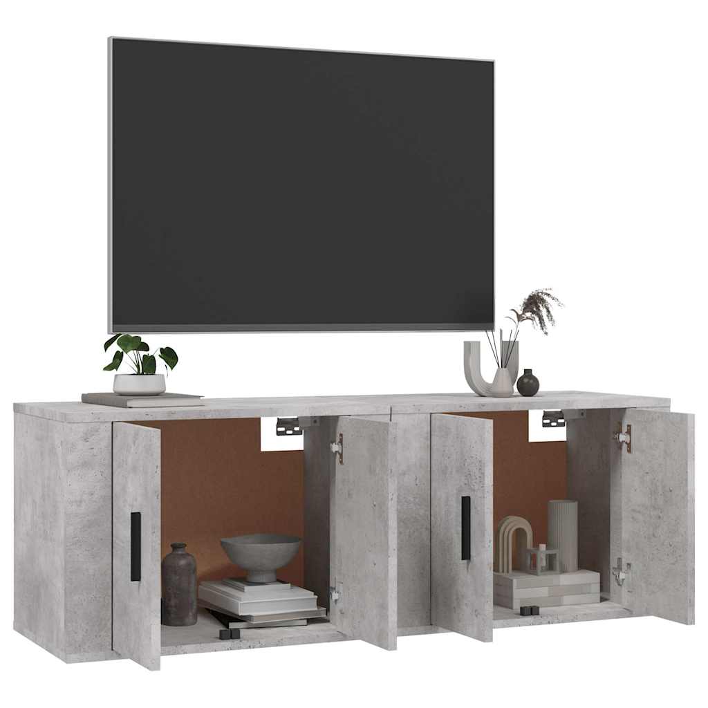 2 Piece Wall-mounted TV Cabinet Set Concrete Grey 57x34,5x40 cm