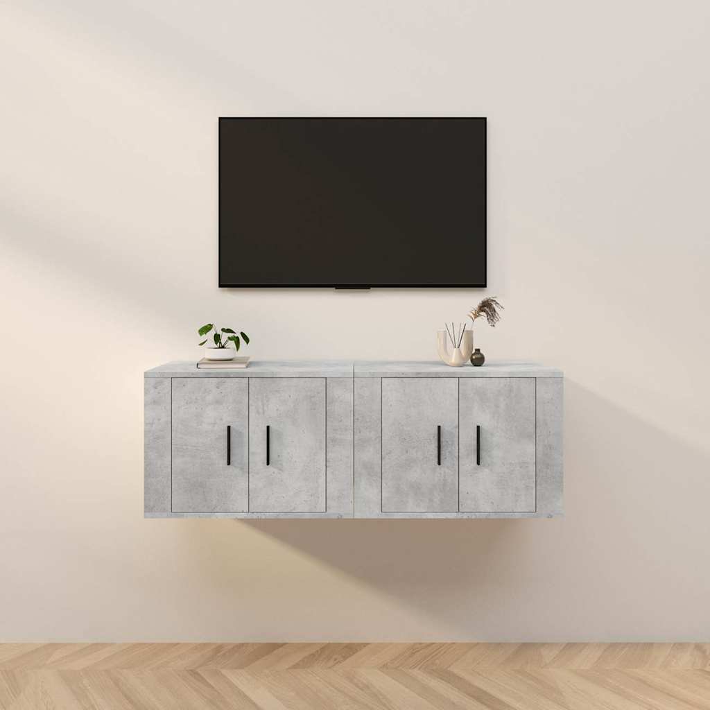 2 Piece Wall-mounted TV Cabinet Set Concrete Grey 57x34,5x40 cm