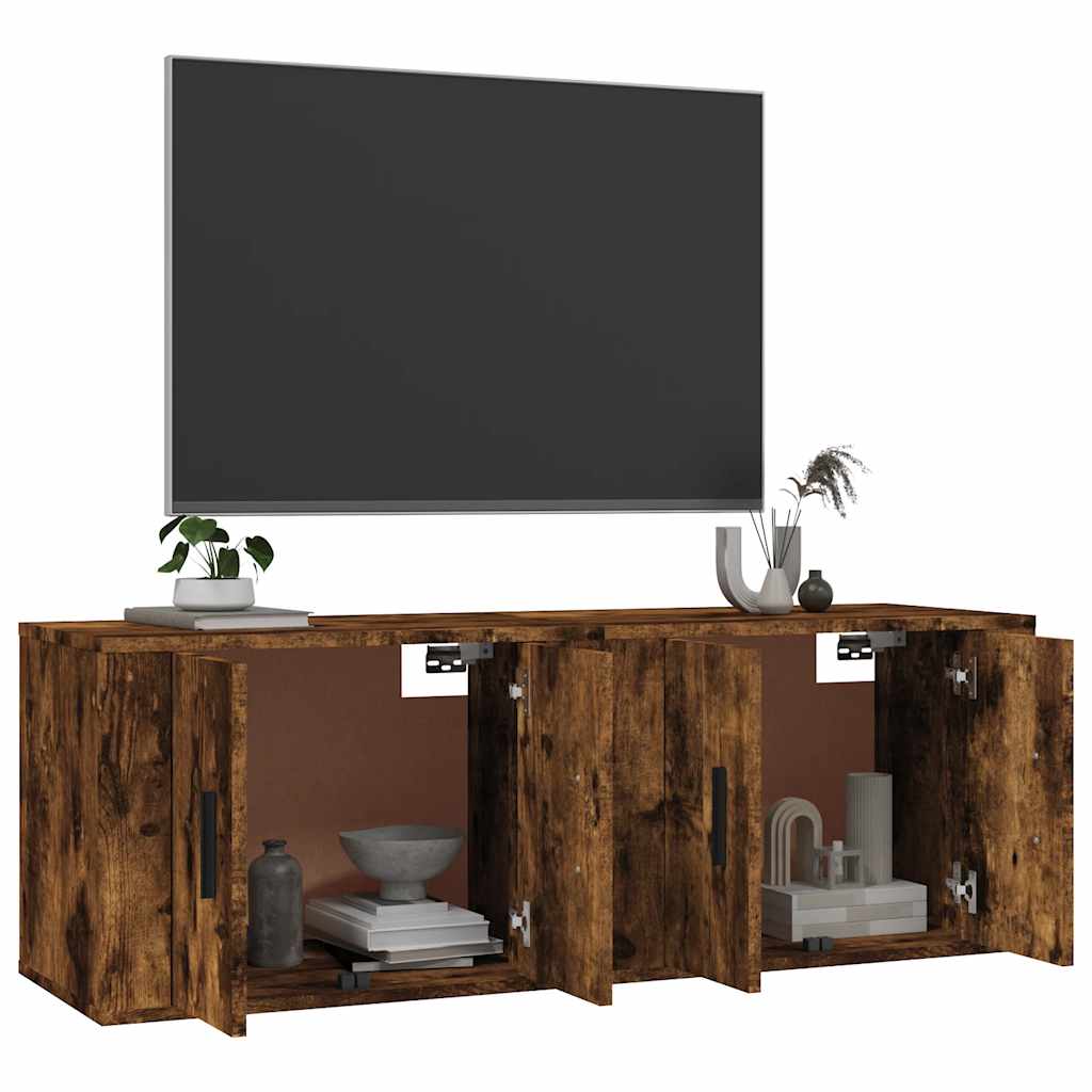 2 Piece Wall-mounted TV Cabinet Set Smoked Oak 57x34,5x40 cm