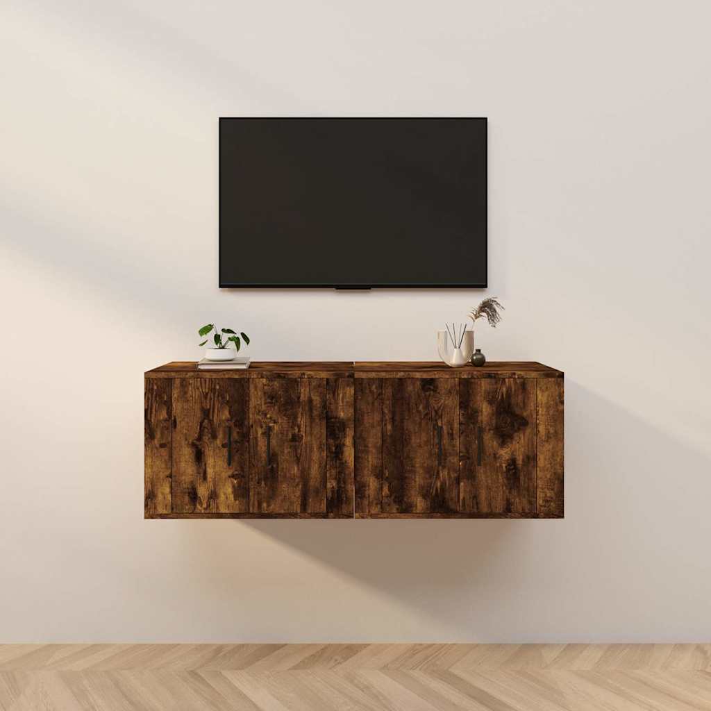 2 Piece Wall-mounted TV Cabinet Set Smoked Oak 57x34,5x40 cm