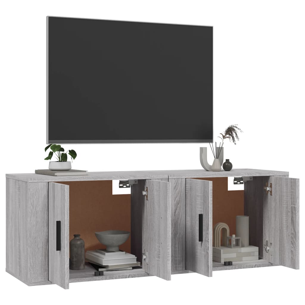 2 Piece Wall-mounted TV Cabinet Set Grey Sonoma 57x34,5x40 cm