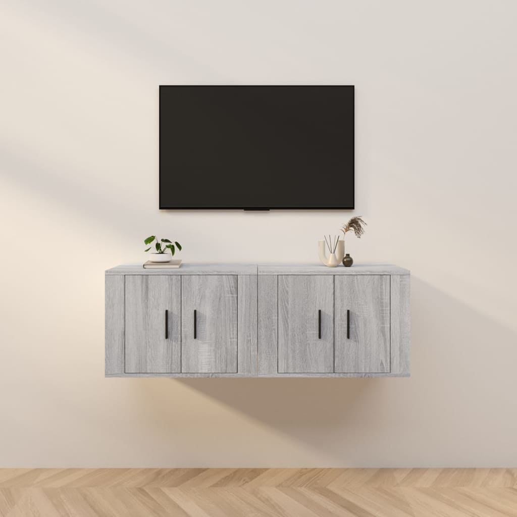 2 Piece Wall-mounted TV Cabinet Set Grey Sonoma 57x34,5x40 cm
