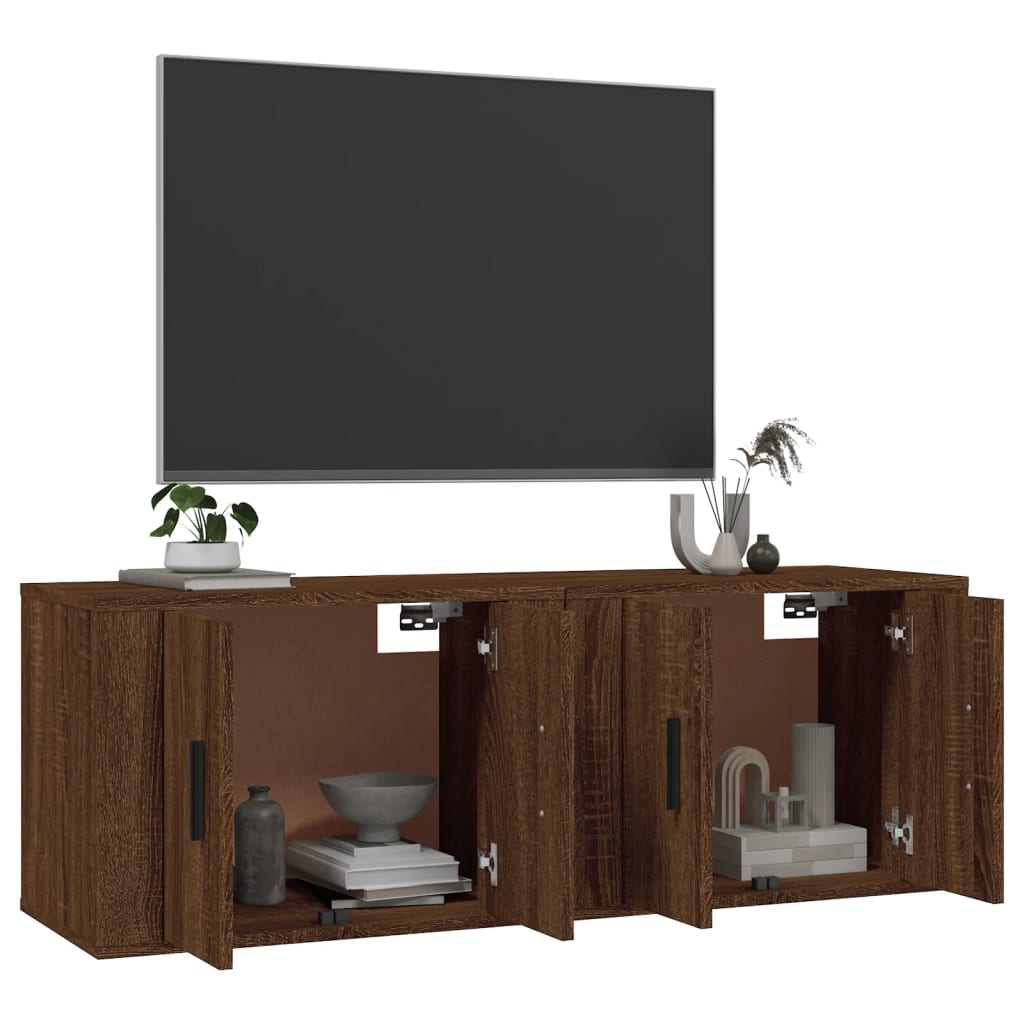 2 Piece Wall-mounted TV Cabinet Set Brown Oak 57x34,5x40 cm