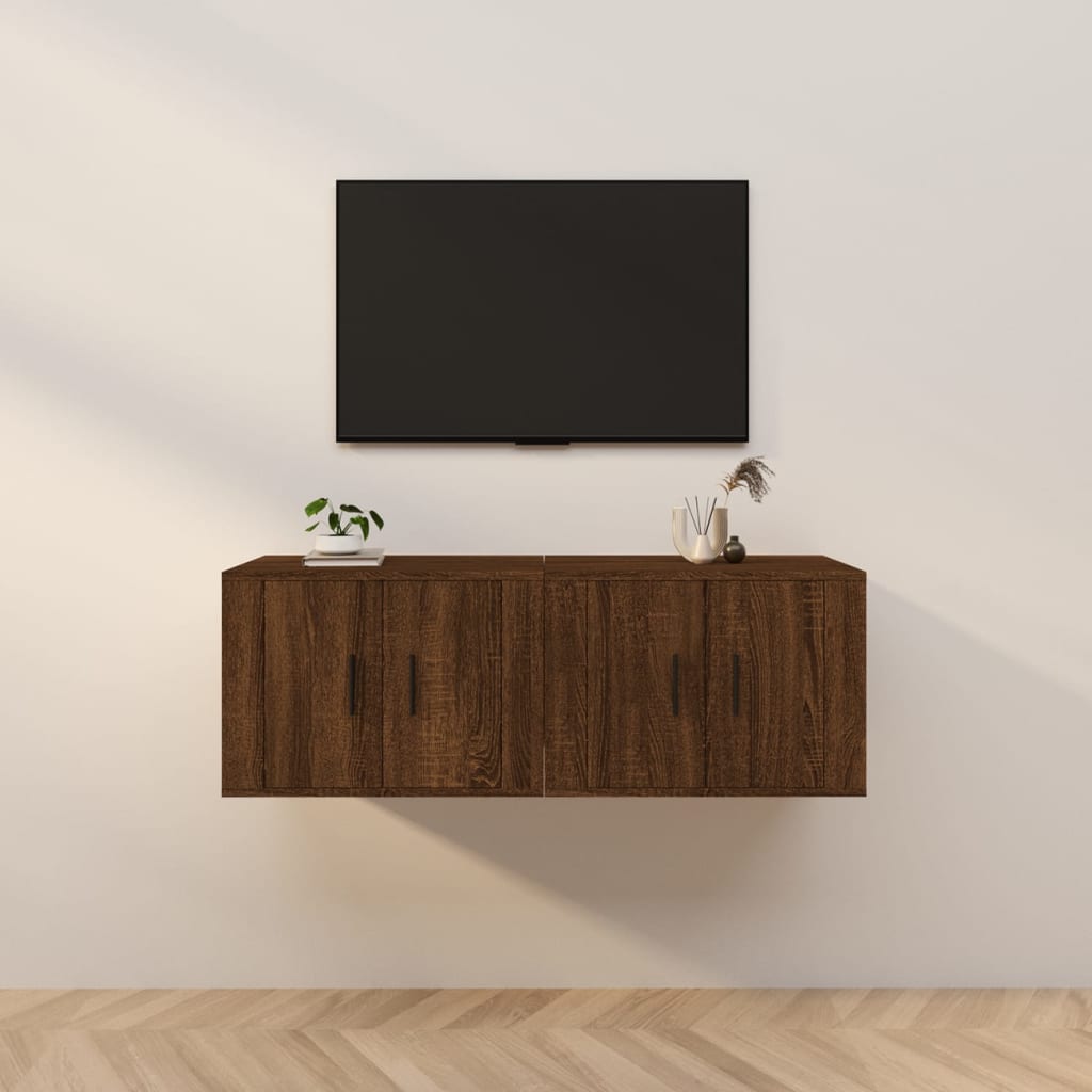 2 Piece Wall-mounted TV Cabinet Set Brown Oak 57x34,5x40 cm