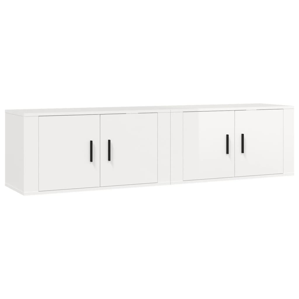 2 Piece Wall-mounted TV Cabinet Set High Gloss White 80x34,5x40 cm