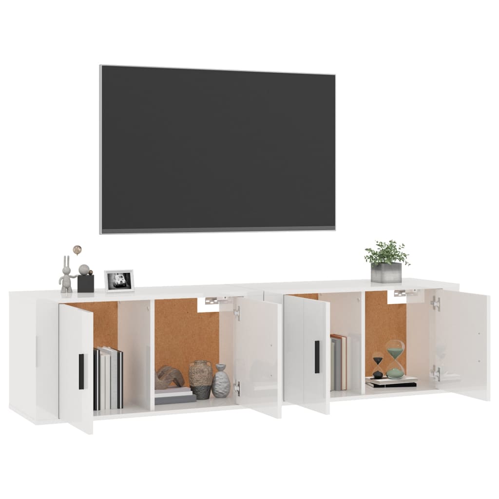 2 Piece Wall-mounted TV Cabinet Set High Gloss White 80x34,5x40 cm